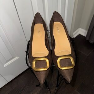 Nine West Brown Heels with Gold Buckle
